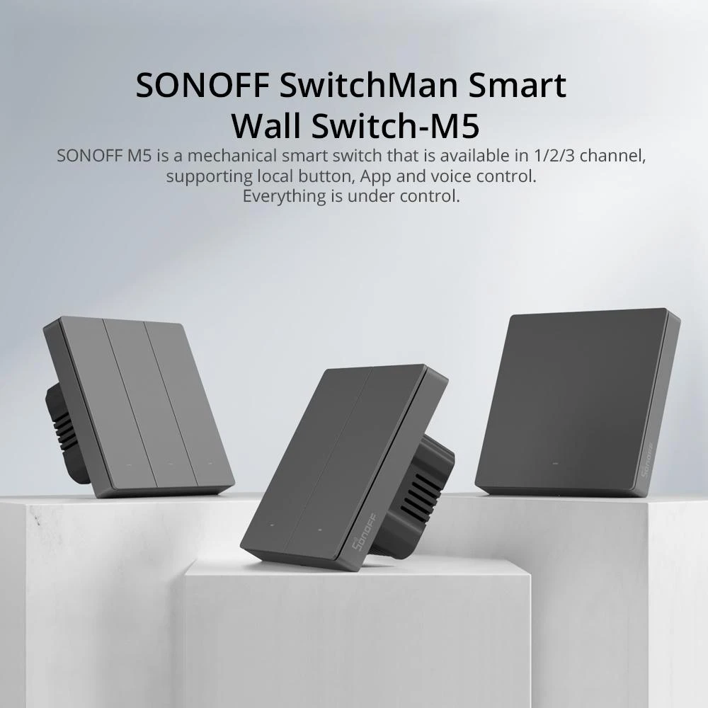 Sonoff SwitchMan M5 Wifi 1 klavišo jungiklis 86mm pločio M5-1C-86