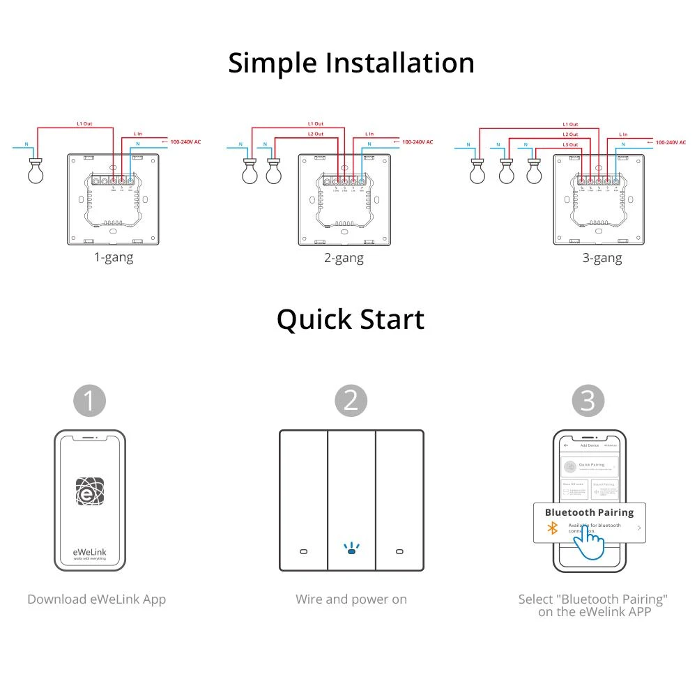 Sonoff SwitchMan M5 Wifi 1 klavišo jungiklis 86mm pločio M5-1C-86