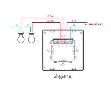 Sonoff SwitchMan M5 Wifi 2 klavišų jungiklis 86mm pločio M5-2C-86