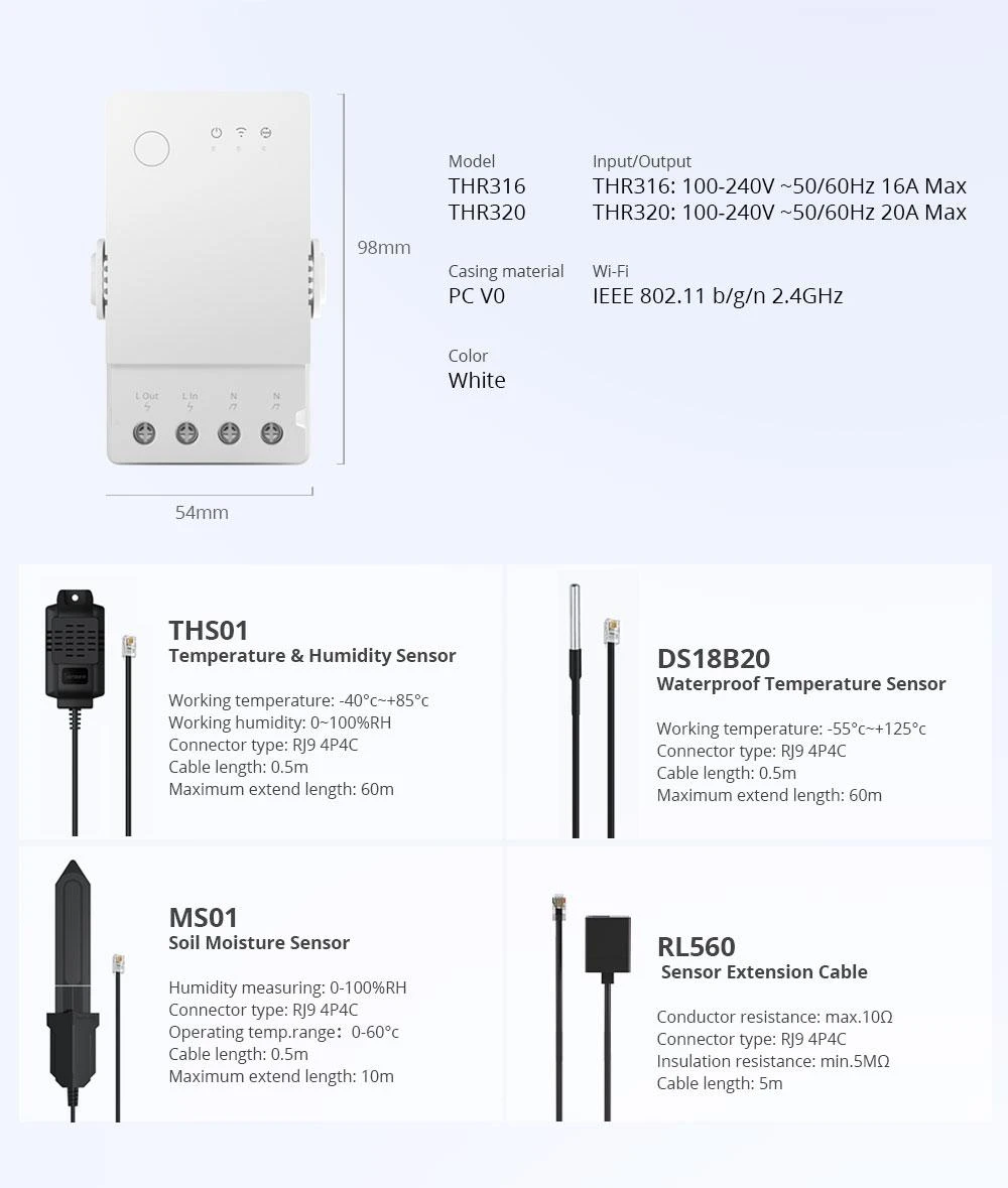SONOFF TH Origin 20A 1 kanalo relė (THR320 Origin)