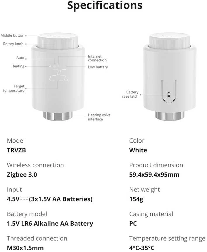 Sonoff TRVZB Zigbee termostatinis radiatoriaus vožtuvas