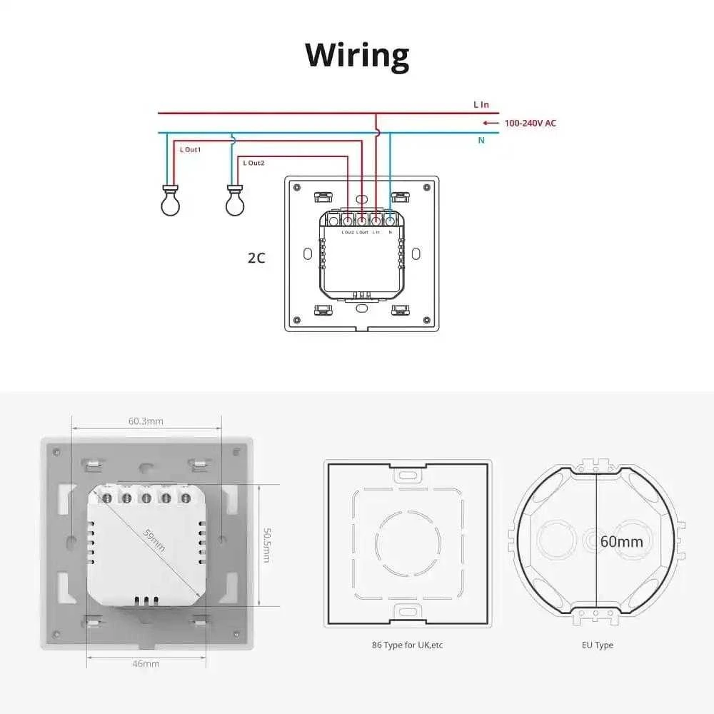 Sonoff TX T5 Ultimate WiFi eWelink remote jutiminis 1 kanalo jungiklis
