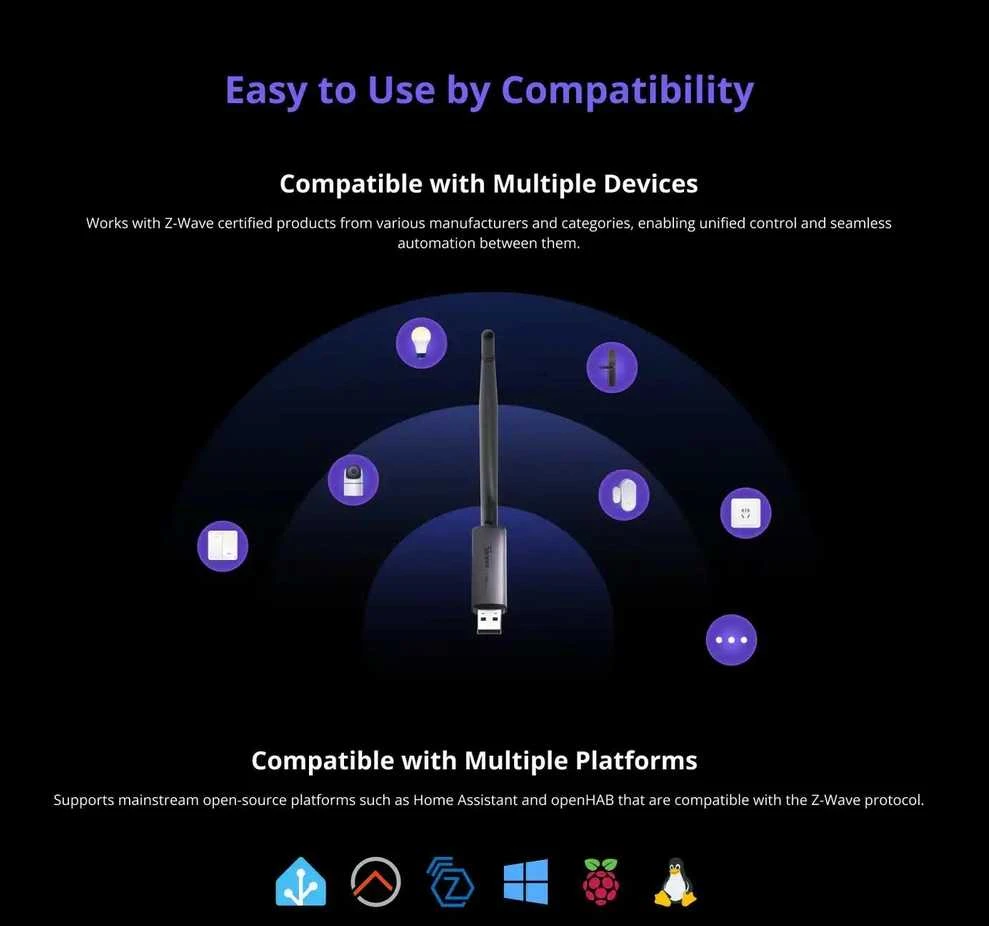 „Sonoff Z-Wave 800 Dongle Plus“ USB adapteris (Dongle-PZG23)