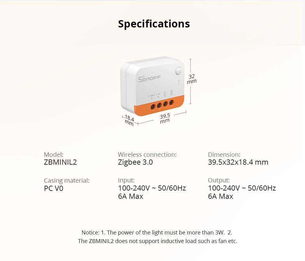 Sonoff ZBmini-L2 Extreme Zigbee 1 kanalo relė 6A