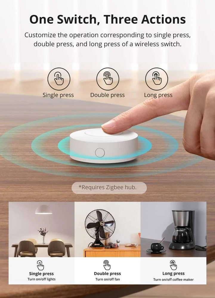 Sonoff SNZB-01P Zigbee 3.0 belaidis mygtukas