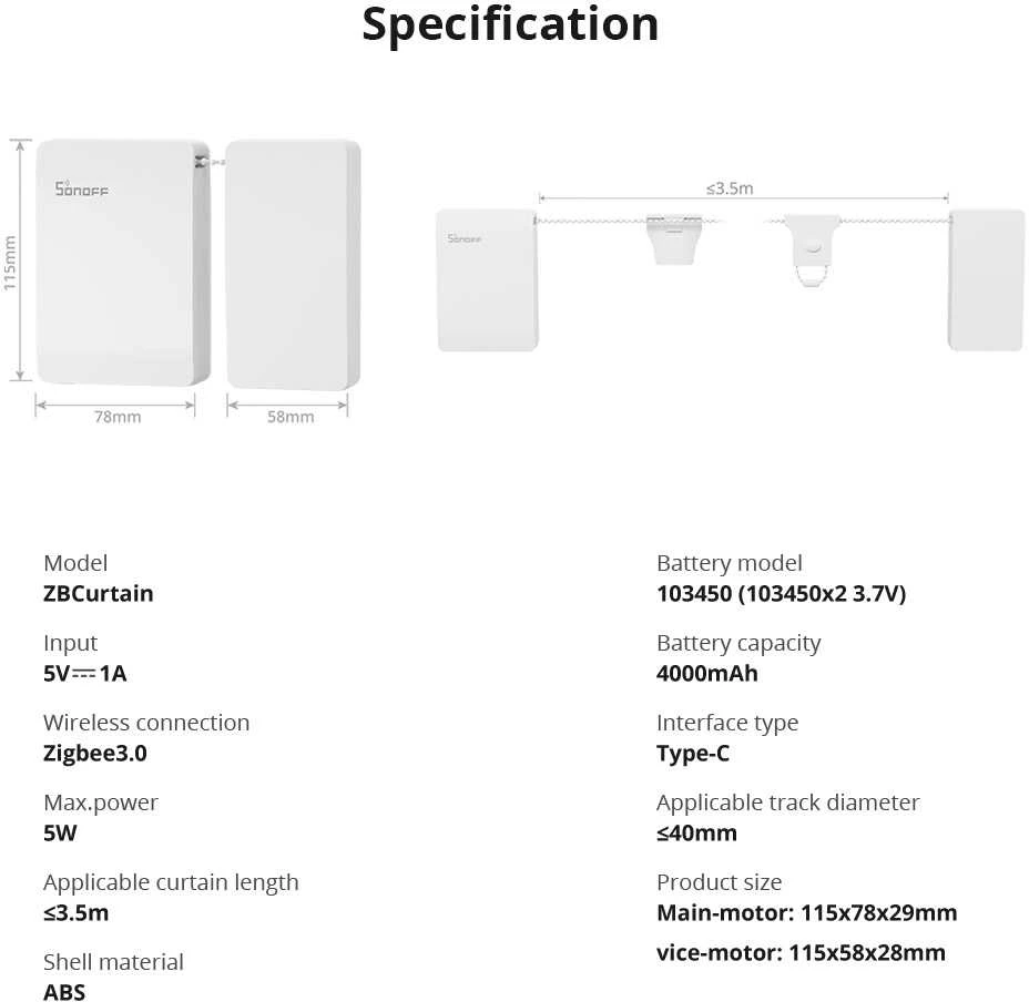 SONOFF Zigbee išmanusis užuolaidų variklis