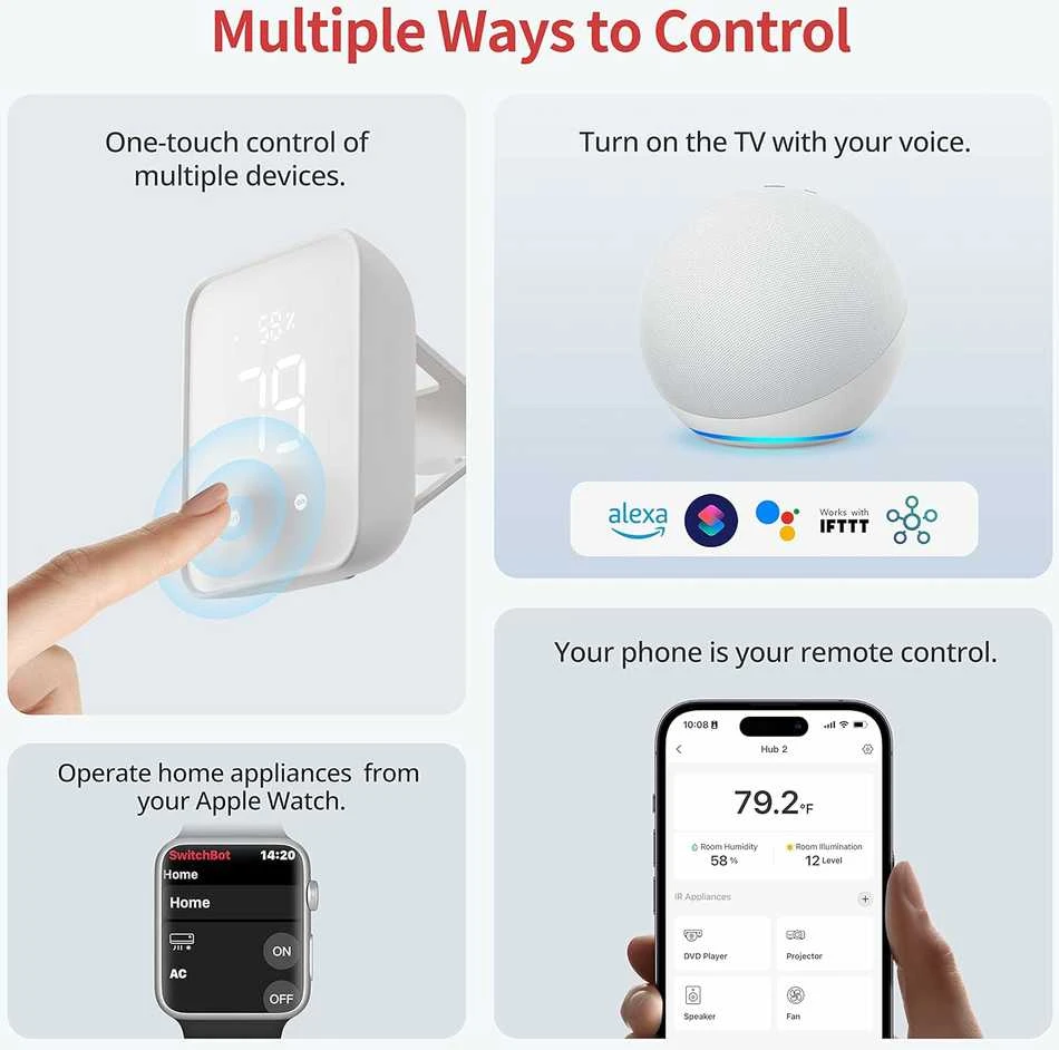Matter Smart nuotolinio valdymo pultas SwitchBot Hub 2 WiFi HomeKit BLE IR