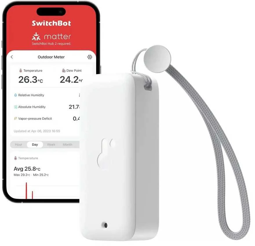 SwitchBot Indoor/Outdoor Thermo-Hygrometer - išmanus vidaus ir lauko temperatūros bei drėgmės jutiklis