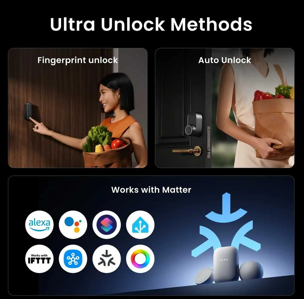 SwitchBot Lock Ultra išmanioji spyna, juoda