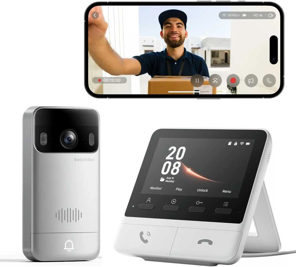 SwitchBot Video Doorbell – 2K vaizdo skambutis su vidaus monitoriumi ir spynos valdymu