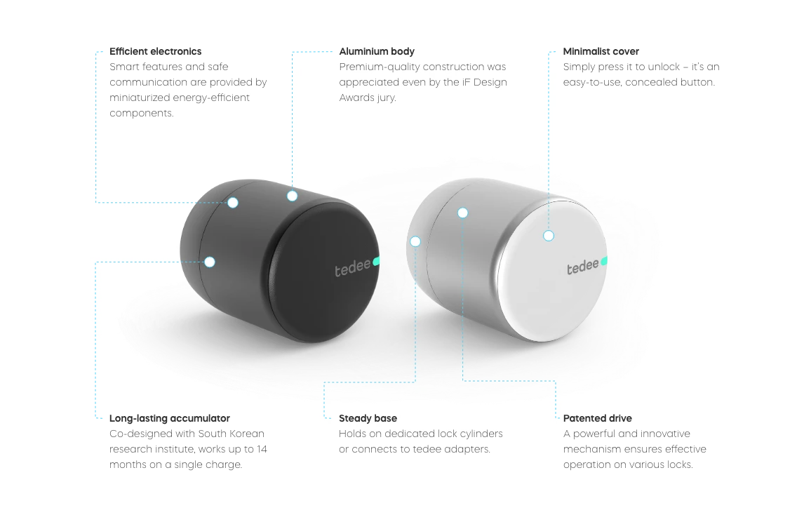 Tedee PRO išmanioji Bluetooth spyna namams ir verslui sidabrinė