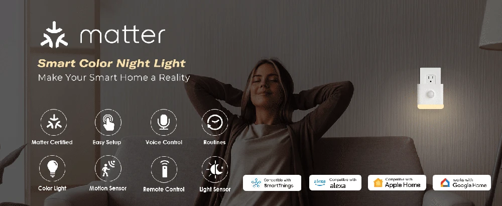 Planet Thirdreality Wi-Fi Matter išmanioji naktinė RGB lemputė 3 in 1