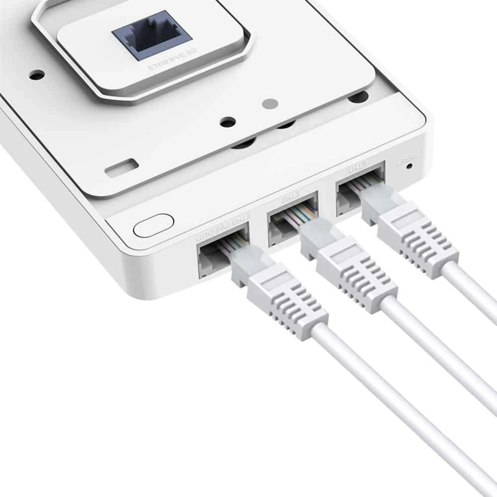 Maršrutizatorius TP-LINK | „AX1800 Wall-Plate“ dviejų juostų „Wi-Fi 6“ prieigos taškas | EAP615-Siena | 802.11ax | 10/100/1000 Mbit/s | Ethernet LAN (RJ-45) jungtys 4 | MU-MiMO Taip | PoE išėjimas