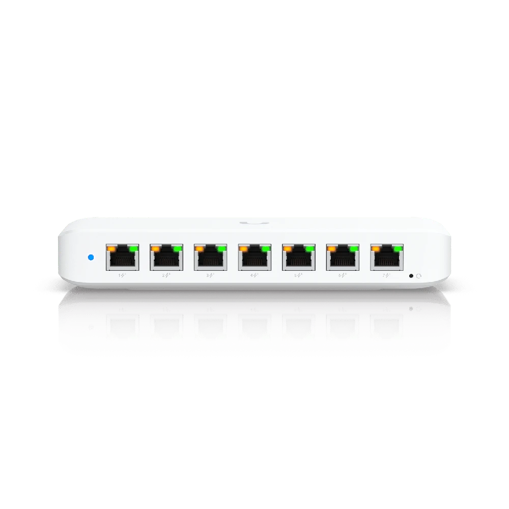 Šakotuvas Ubiquiti | Komutatorius | USW-Ultra | Valdomas L2 | Montuojamas į lentyną | Gigabito Ethernet (varinis) jungčių kiekis: 8 | PoE/PoE+ jungčių kiekis: 7
