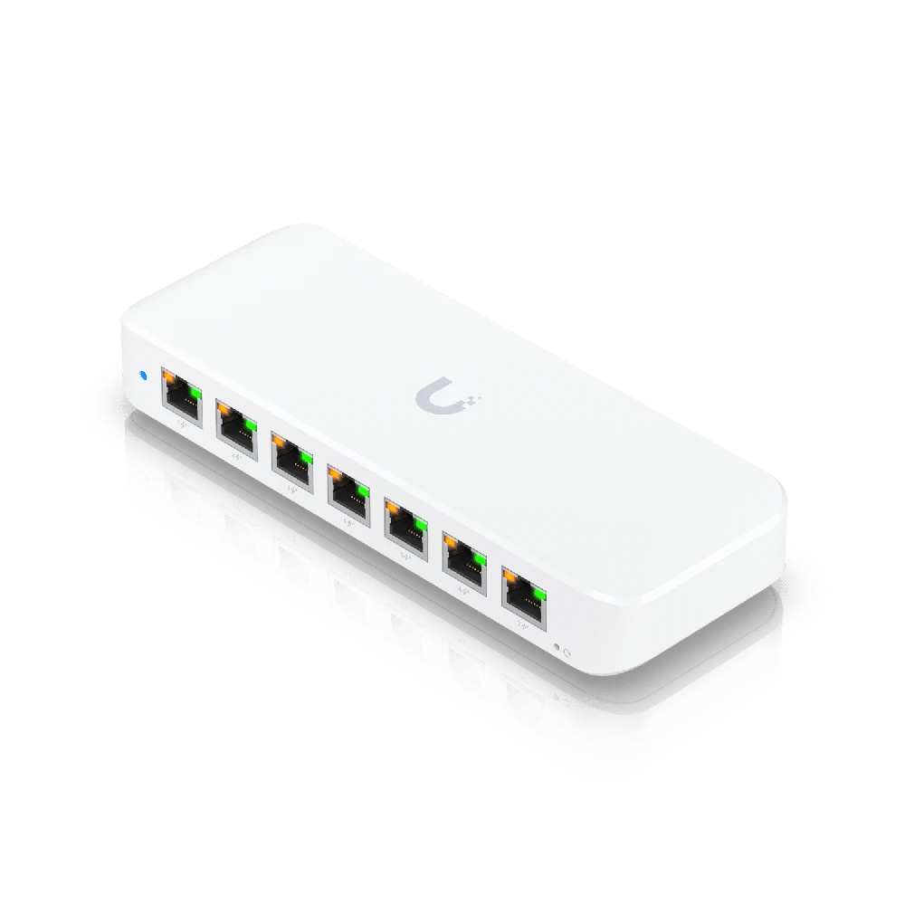 Šakotuvas Ubiquiti | Komutatorius | USW-Ultra | Valdomas L2 | Montuojamas į lentyną | Gigabito Ethernet (varinis) jungčių kiekis: 8 | PoE/PoE+ jungčių kiekis: 7