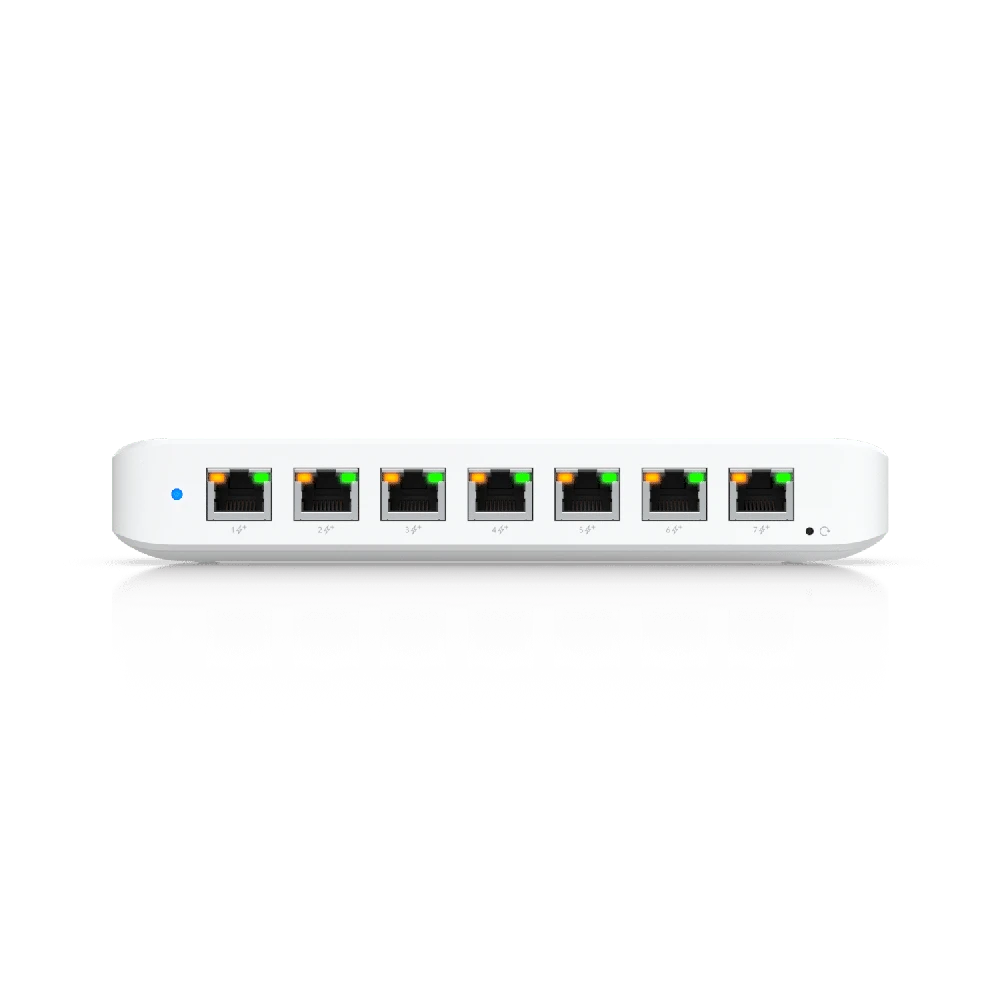Šakotuvas Ubiquiti | Komutatorius | USW-Ultra | Valdomas L2 | Montuojamas į lentyną | Gigabito Ethernet (varinis) jungčių kiekis: 8 | PoE/PoE+ jungčių kiekis: 7
