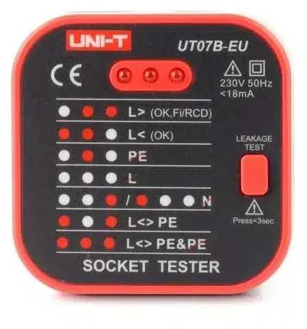 TINKLINIŲ LIZDŲ SU PATIKRINIMO FUNKCIJA TESTERIS RCD UT-07B-EU UNI-T
