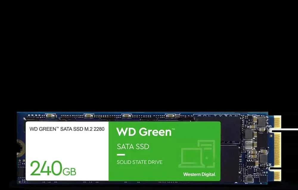 WD Žalias SATA 240GB vidinis SSD kietojo kūno diskas - SATA 6Gb/s M.2 2280 - WDS240G3G0B, maitinamas „SANDISK“