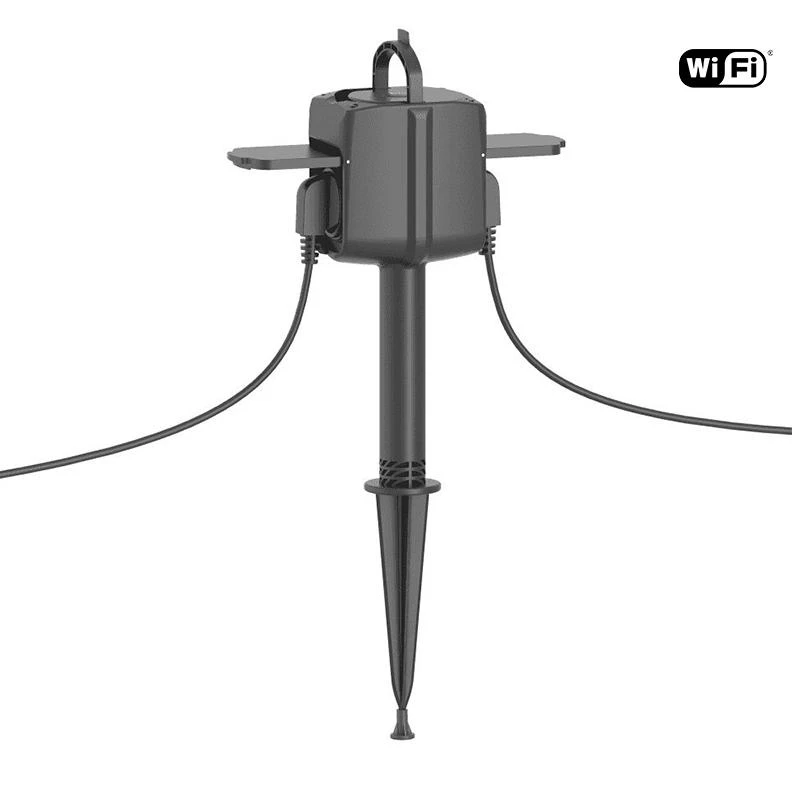 Išmanioji pastatoma dviguba rozetė lauko sąlygomis, Wi-Fi, 3680W, IP44, TUYA, WOOX