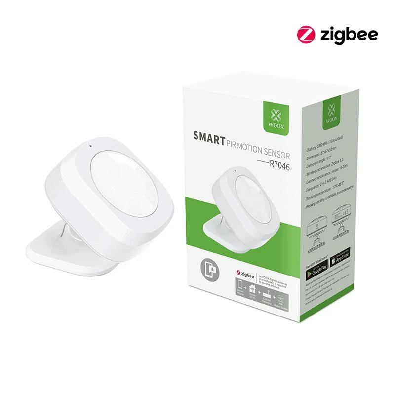 Išmanusis ZigBee TUYA bevielis patalpos PIR judesio jutiklis, 110°, WOOX