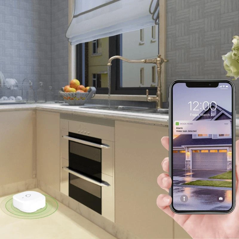 Išmanusis ZigBee TUYA bevielis patalpos vandens nuotėkio jutiklis, WOOX