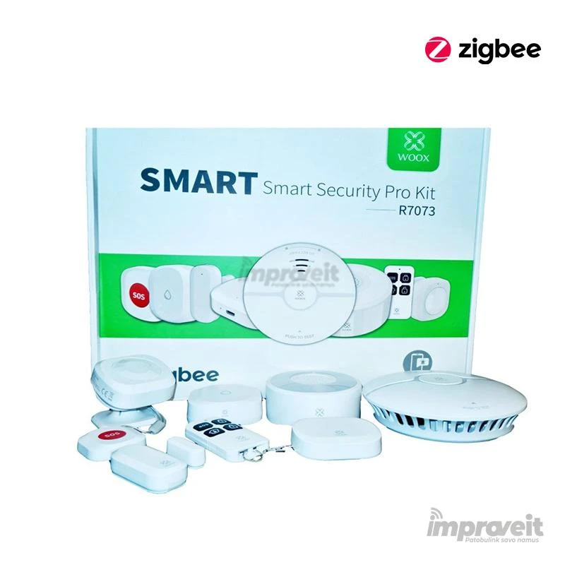 Išmanioji bevielė ZigBee TUYA patalpos apsaugos sistema R7073, WOOX