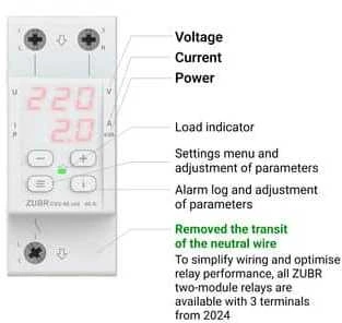 ZUBR CV2-50 Raudonas - elektroninė įtampos ir srovės kontrolės relė