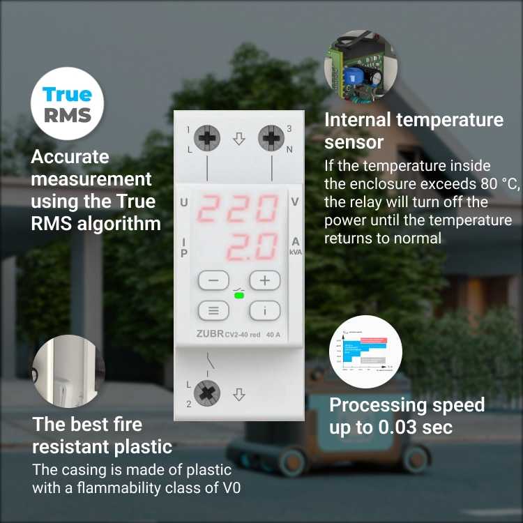 ZUBR CV2-63 Raudonas - elektroninė įtampos ir srovės kontrolės relė