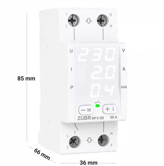 ZUBR MF2-50 vienfazė elektroninė kontrolės ir apsaugos relė