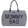 CHILDHOME DIDELIS MAMOS REIKMENŲ KREPŠYS MOMMY BAG, PIED DE POULE, Juodas