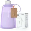 MOMCOZY DAUGKARTINIAI SILIKONINIAI PIENO IR MAISTO LAIKYMO MAIŠELIAI, 2 VNT. VIOLETINIS IR PILKAS