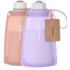 MOMCOZY DAUGKARTINIAI SILIKONINIAI PIENO IR MAISTO LAIKYMO MAIŠELIAI, 2 VNT. VIOLETINIS IR RAUSVAS