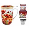 Carmani puodelis su sieteliu ir dangteliu 600ml "Aguonos"