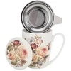 DUO Porcelianinis puodelis su sieteliu ir dangteliu 360ml "Rožės"