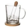 Excellent Houseware Puodelis iš stiklo 420ml su filtru iš stiklo,Flowers