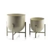 Mondeks Swen metaliniai vazonai su stovais 2vnt(24xh26/18,5xh21cm),smėlio spalvos