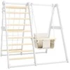 Daugiafunkcis medinis sporto kompleksas vaikams SANRO R-WOOD baltas, 108,5x109x96cm, iki 50kg