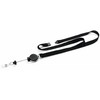 Durable Textile lanyard 15 with badge reel Extra Strong, badge holder, Metal, Plastic, Textile, Juodas, 80 cm, Pack, 38.2 g (833001)