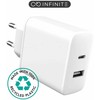 Įkroviklis eStuff INFINITE GRS* USB 1x USB-A 1x USB-C 20W/12W Baltas (ES637031-BULK)