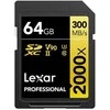 Atminties kortelė Lexar Professional 2000x UHS-II SDXC, 64 GB, 10 klasė, U3, V90, 260 MB/s, 300 MB/s
