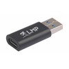 Adapteris USB LMP USB-A - USB-C Juodas (USB-C (f) į USB A (m))