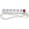Mercodan E-Line Schuko lizdas, 6 kontaktų, su jungikliu ir lempute. 3 m. 3G1,5mm² H05VV-F 230V 16A 3680W