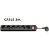 Galios juosta MicroConnect 6 lizdai 3 m juoda (GRU0063B)