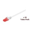 MicroConnect RJ-45/RJ-45 kat.6 U/UTP Baltas 10vnt. 1 m (V-UTP601WVP)