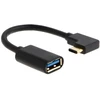 MicroConnect USB-C angled male to USB3.0 female cable, 10cm, juodas