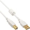 USB kabelis InLine USB-A - USB-B 3 m Balta (34535W)