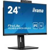 Monitorius „IIYAMA XUB2490HSUH-B1“ 24 colių ETE IPS vaizdo kamera su 1920 x 1080 „Windows Hello“ vaizdo kamera, 1080P automatinis fokusavimas, 15 cm aukščio reguliavimas, stovas, 4 ms, šviesa 250 cd/m2.