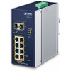 Šakotuvas Planet IP30 pramoninis 8 prievadų 10/100/1000T 802.3at PoE + 2 prievadų 100/1000X SFP Ethernet jungiklis su 12V stiprintuvu (-40 ~ 75 laipsnių C, 250 m išplėtimo režimas, PoE naudojimo šviesos diodas, dviguba 12 V maitinimas ~ 5 padidinti)