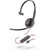 Plantronics POLY Blackwire C3210, Laidinis, Skambučiai / Muzika, 87 g, Ausinės, Juoda, Raudona
