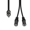 Kabelis ProXtend Mini-Jack 3-Pin to 2x 2-Pin Cable M-F Juodas 20cm